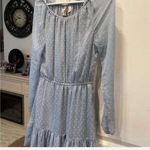 Divided Sky Blue Textured Dress